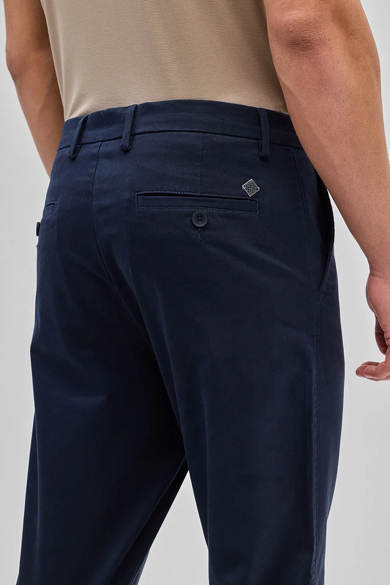 Snitch Navy Navy Slim Fit Trousers for Men | Best Price UAE